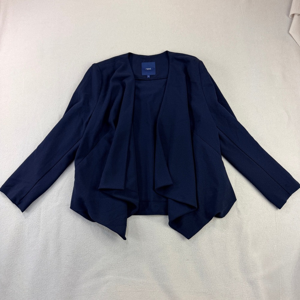 Next Womens Sz M Navy Blue Open Front Waterfall Blazer Jacket Sz UK 12R